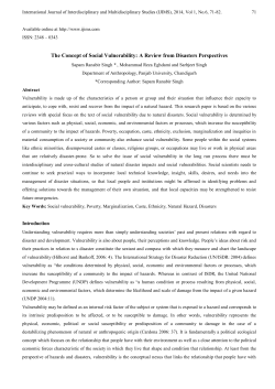The Concept of Social Vulnerability