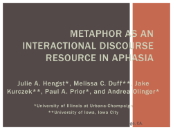 Metaphor as an Interactional Discourse Resource in Aphasia