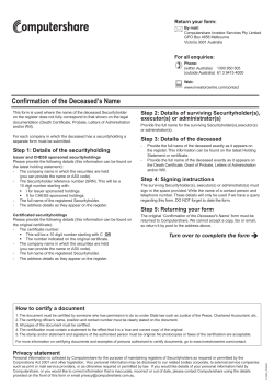 Confirmation of the Deceased`s Name