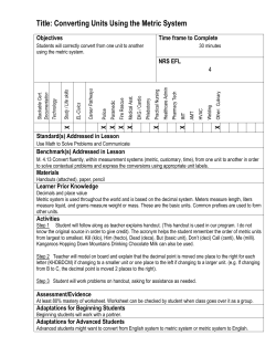 Title: Converting Units Using the Metric System