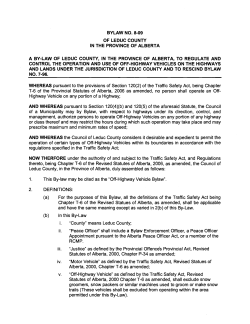 Bylaw 8-09 Off-Highway Vehicle Bylaw