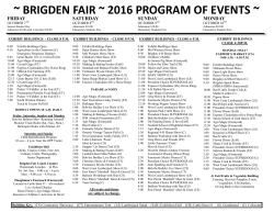 BRIGDEN FAIR ~ 2016 PROGRAM OF EVENTS