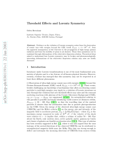 Threshold Effects and Lorentz Symmetry