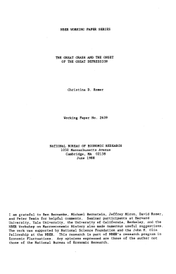 The Great Crash and the Onset of the Great Depression