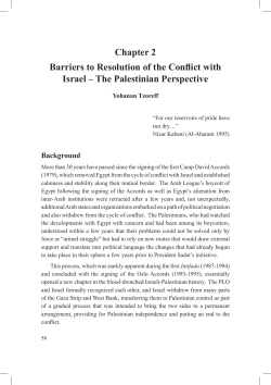 2. Barriers to Resolution of the Conflict with Israel &ndash; The Palestinian