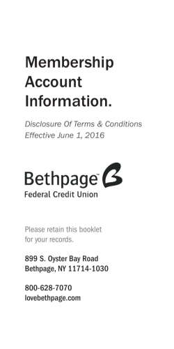 Membership Account Information (Disclosures)