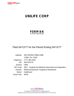 April 12 - Unilife Corporation
