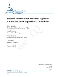 Selected Federal Water Activities: Agencies, Authorities, and
