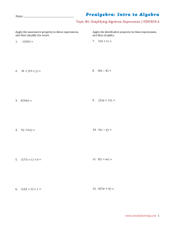 Prealgebra: Intro to Algebra