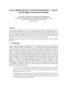 collaboration in cloud businesses &ndash; value networks and ecosystems
