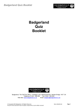Badgerland Quiz Booklet