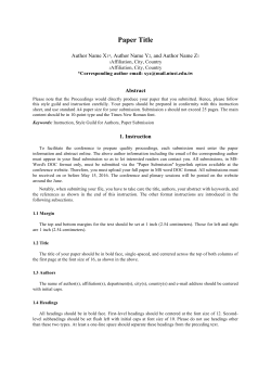 Submit Format  for Final paper to be published in the proceeding