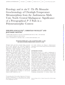 Petrology and in situ U&ndash;Th&ndash;Pb Monazite Geochronology of
