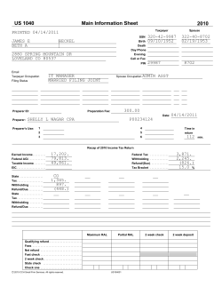 Main Information Sheet US 1040 2010