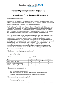 Cleaning of Food Areas and Equipment