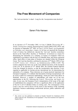 The Free Movement of Companies1