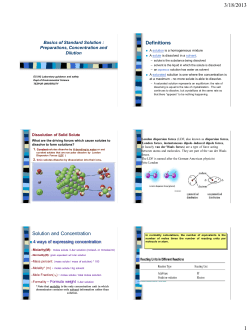 Definitions Solution and Concentration