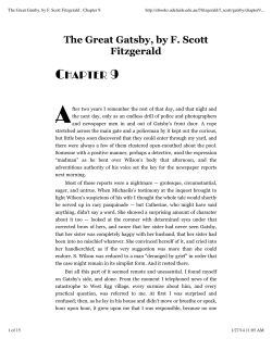 Ch 9 The Great Gatsby, by F. Scott Fitzgerald Chapter 9
