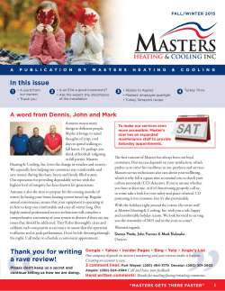 In this issue Thank you for writing a rave review!