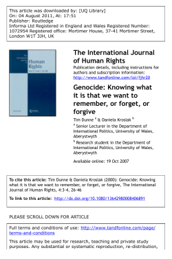 Genocide: Knowing what it is that we want to remember
