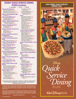 DISNEY QUICK SERVICE DINING PLAN Locations