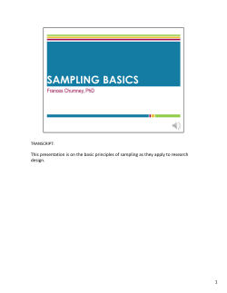 This presentation is on the basic principles of sampling as they