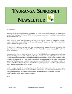 January 2016 - Senior Net Tauranga