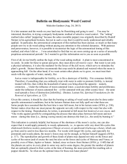 Bulletin on Biodynamic Weed Control