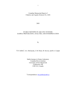 Stable isotopes in aquatic systems: Sample preparation, analysis