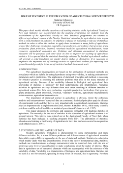 role of statistics in the education of agricultural science students