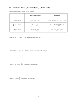 12. Product Rule, Quotient Rule, Chain Rule