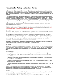 Instruction for Writing a Literature Review