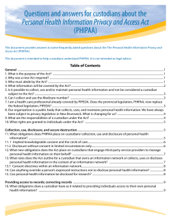 Questions and answers for custodians about the Personal Health