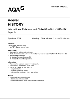 A-level History Specimen question paper Paper 2K