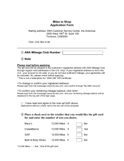 Miles to Shop Application Form ANA Mileage Club Number Note