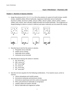 Study Worksheet, Exam 2