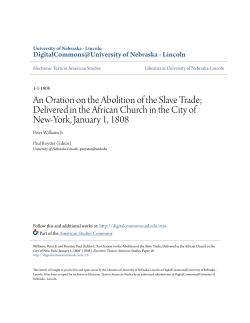 An Oration on the Abolition of the Slave Trade