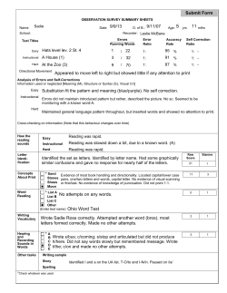 OBSERVATION SURVEY SUMMARY SHEETS