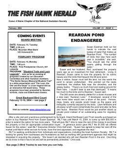 REARDAN POND ENDANGERED - Coeur d`Alene Audubon Society