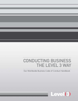 CONDUCTING BUSINESS THE LEVEL 3 WAY