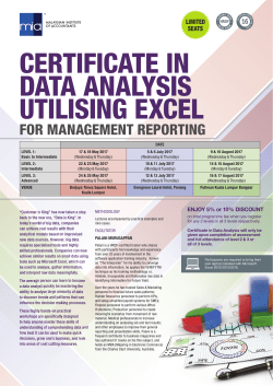 CERTIFICATE IN DATA ANALYSIS UTILISING EXCEL