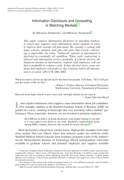 Information Disclosure and Unraveling in Matching Markets&dagger;