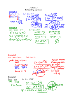 Section 8.5 Solving Trig Equations Example 1 2cos2x 1 = 0 for 0 &le; x