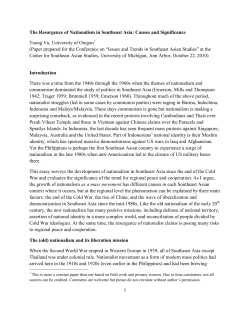 The Resurgence of Nationalism in Southeast Asia