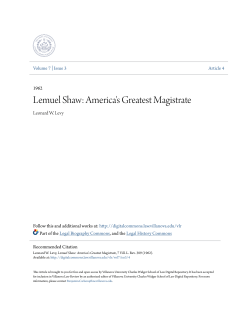 Lemuel Shaw: America`s Greatest Magistrate