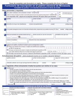 Formulario de inscripción en el padrón electoral de Minnesota