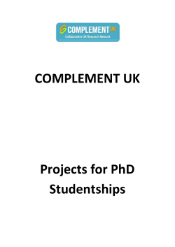 COMPLEMENT UK Projects for PhD Studentships