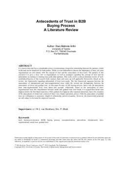 Antecedents of Trust in B2B Buying Process A Literature Review