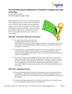 The Road Map toward Employment: A Checklist to Navigate Each