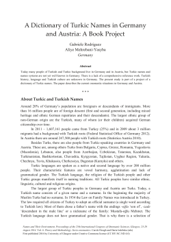 A Dictionary of Turkic Names in Germany and Austria